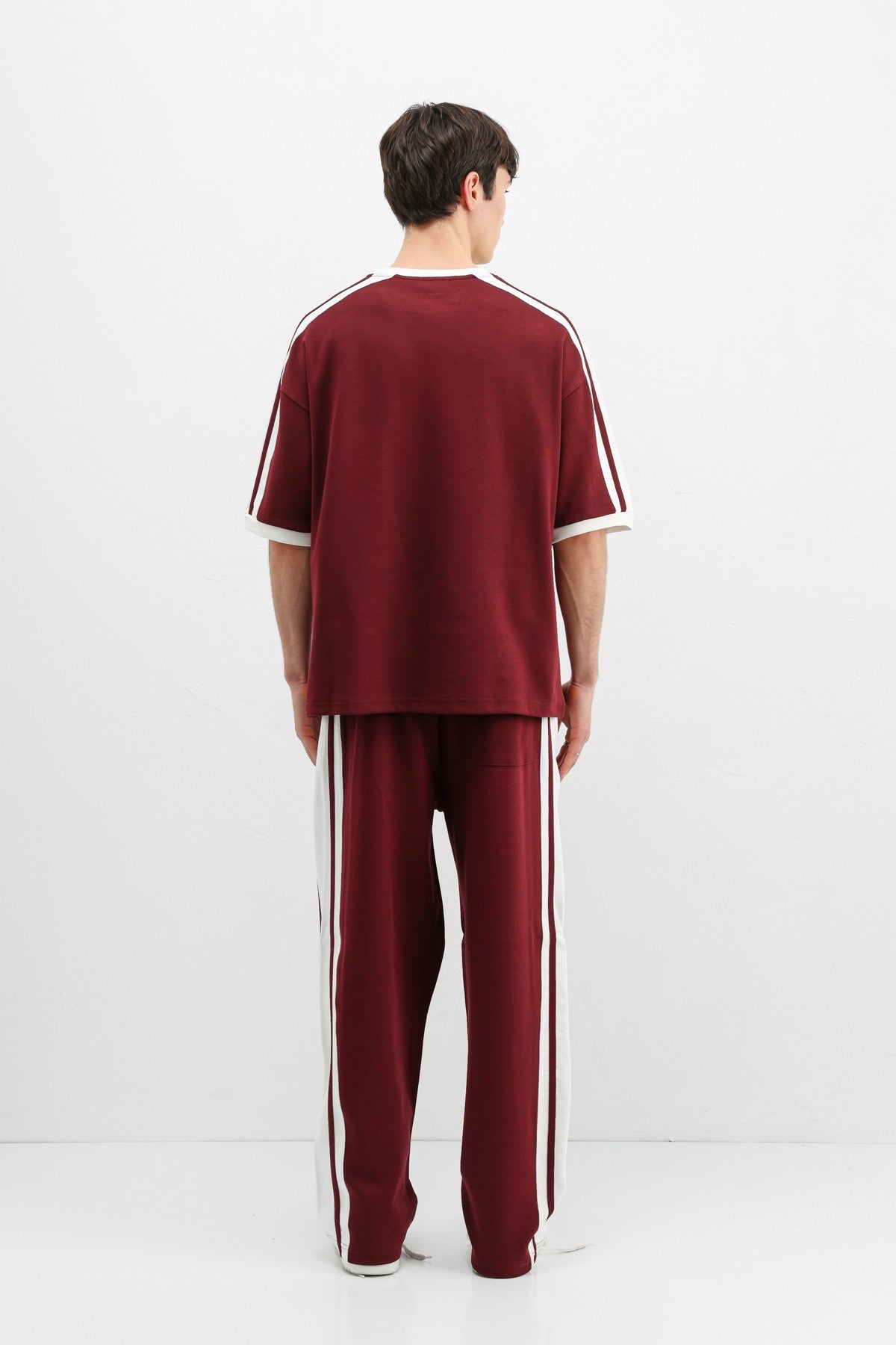 Oversize Baskılı Eşofman Takım Bordo