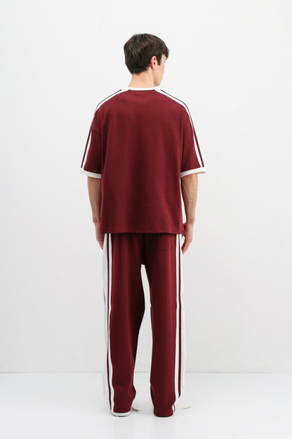 Oversize Baskılı Eşofman Takım Bordo