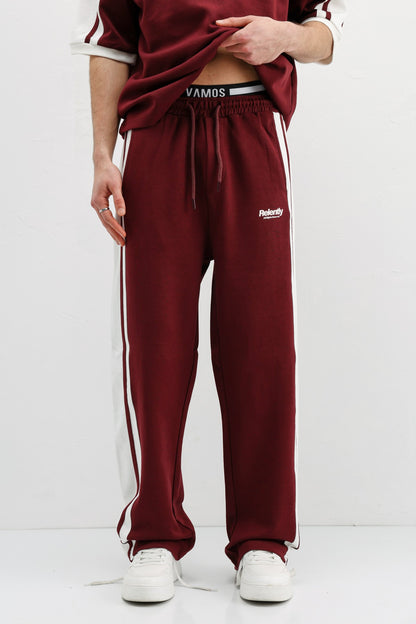 Oversize Baskılı Eşofman Takım Bordo