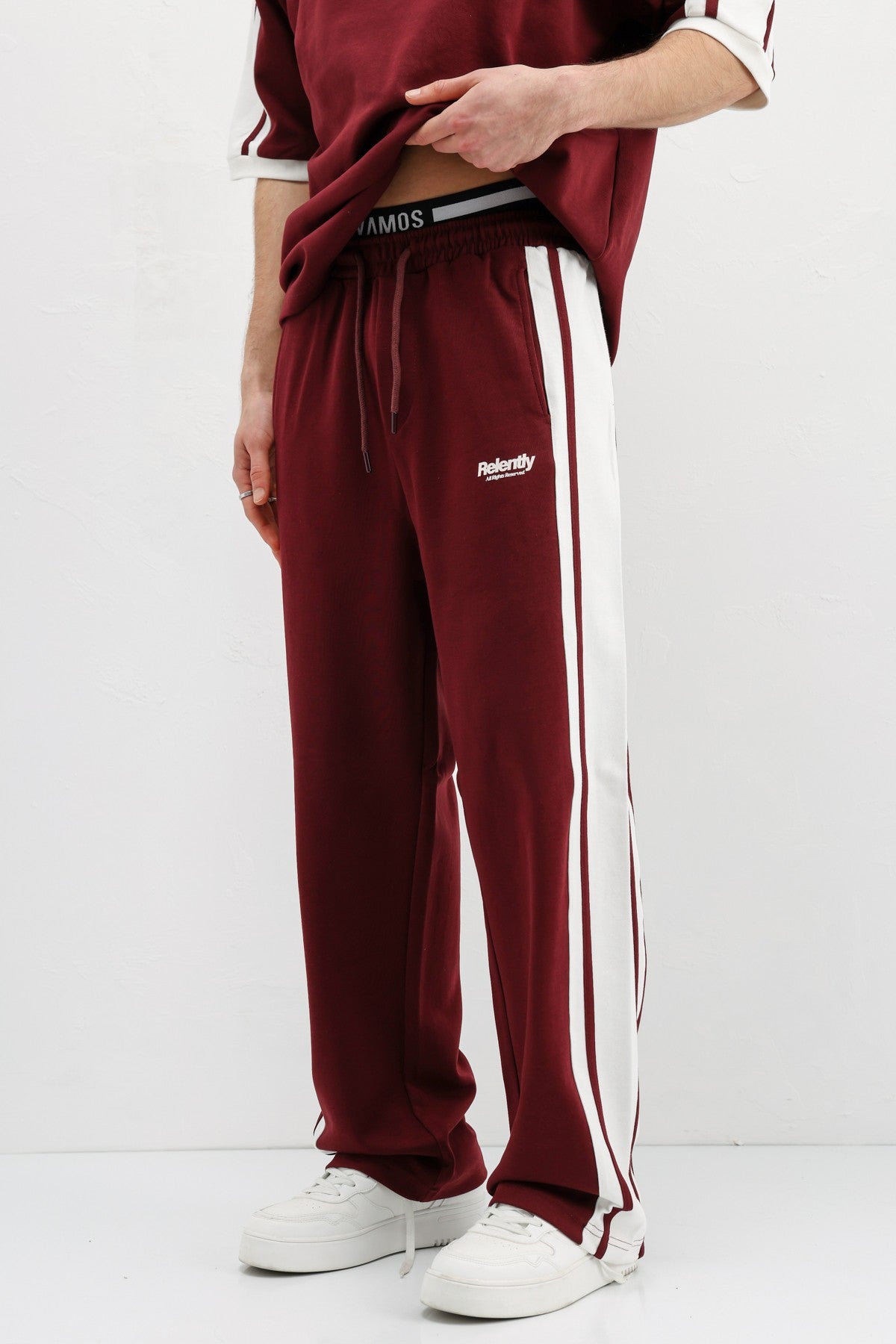 Oversize Baskılı Eşofman Takım Bordo
