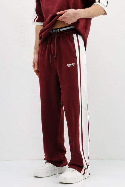 Oversize Baskılı Eşofman Takım Bordo