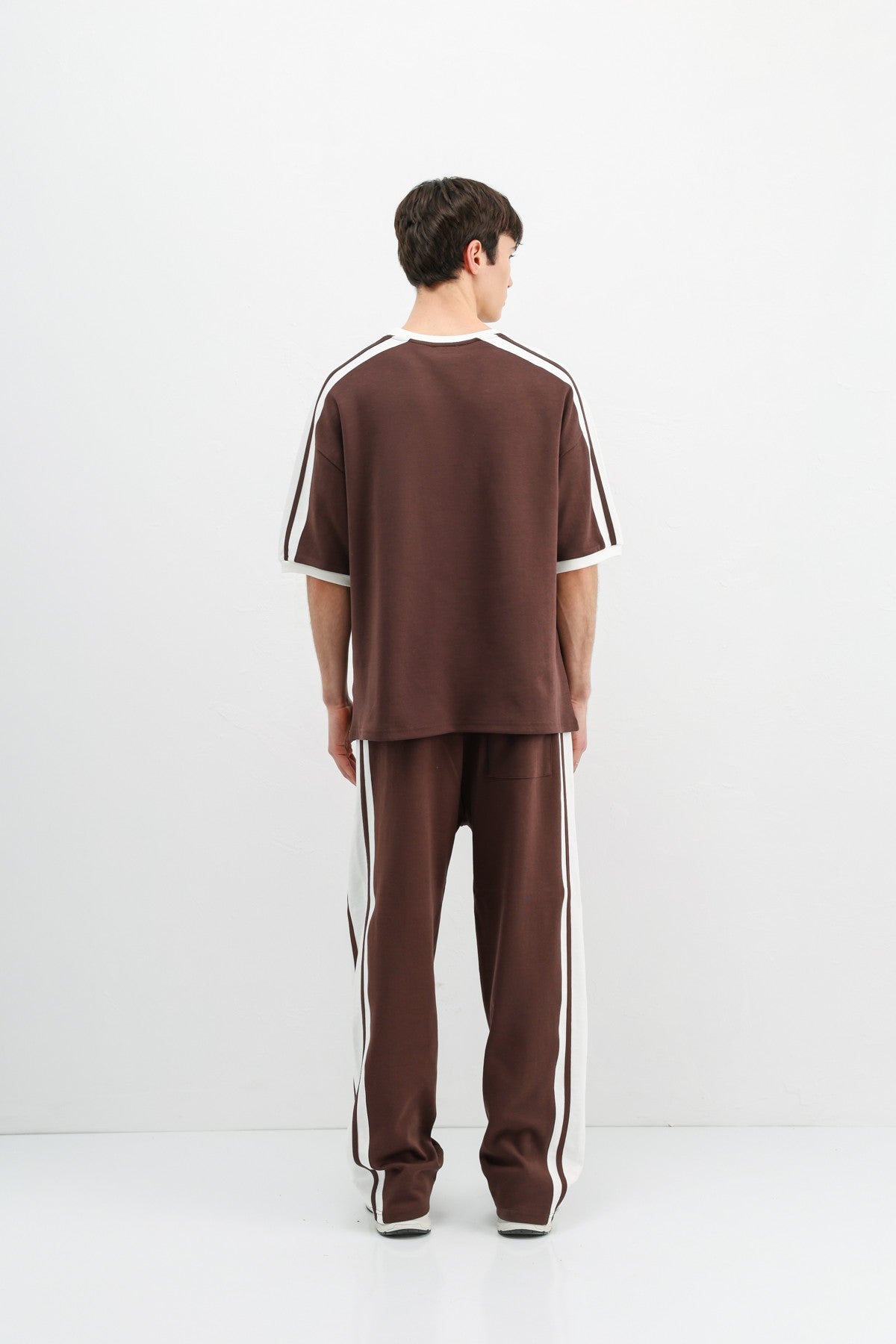 Oversize Baskılı Eşofman Takım Kahve