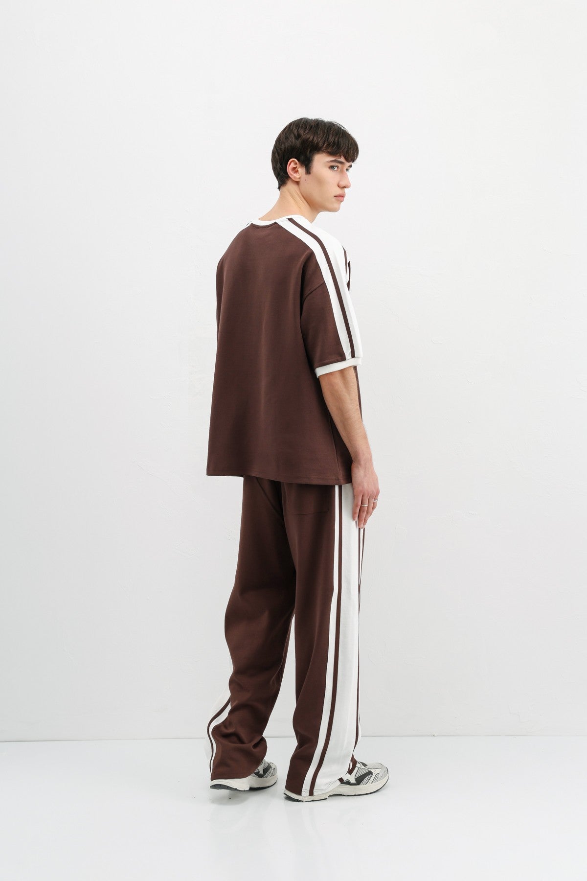 Oversize Baskılı Eşofman Takım Kahve