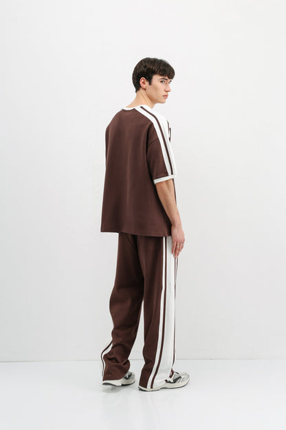Oversize Baskılı Eşofman Takım Kahve