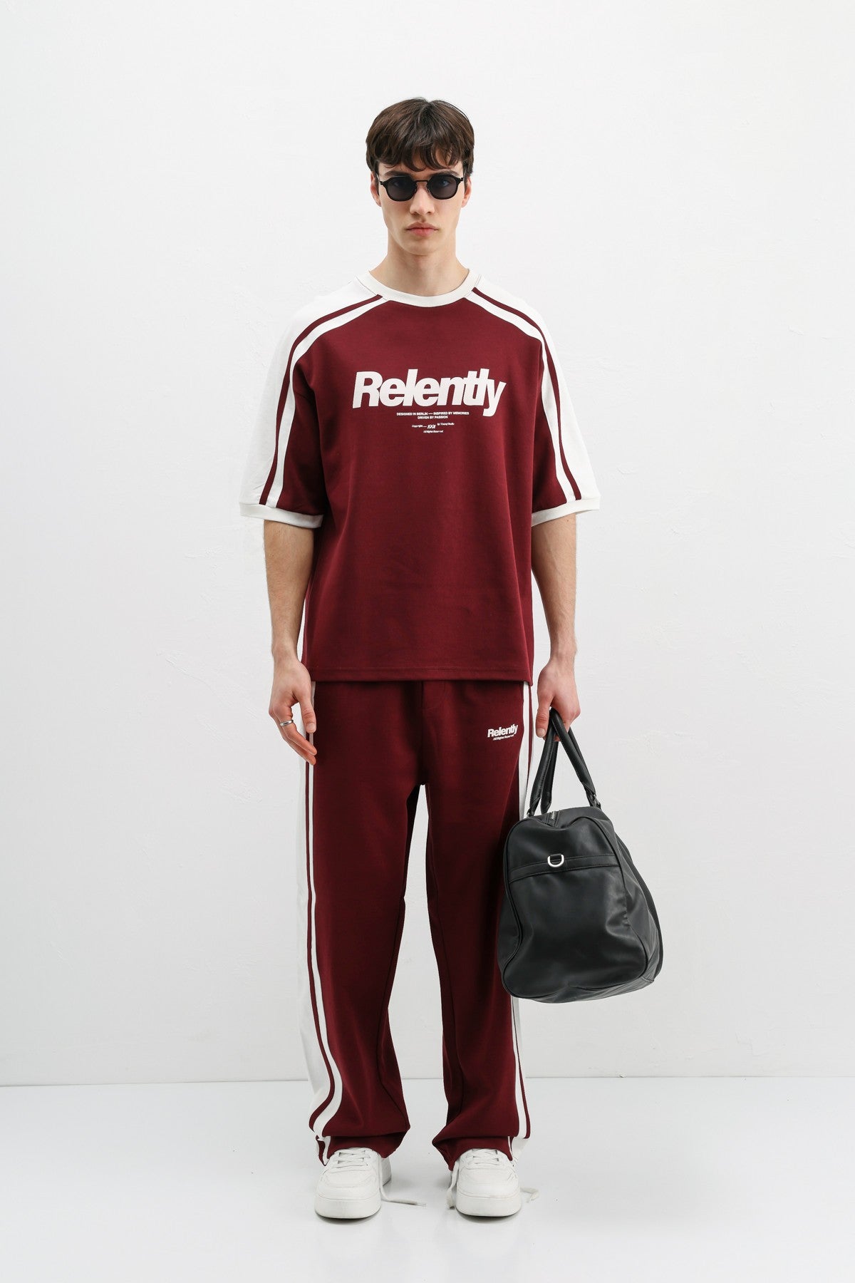 Oversize Baskılı Eşofman Takım Bordo