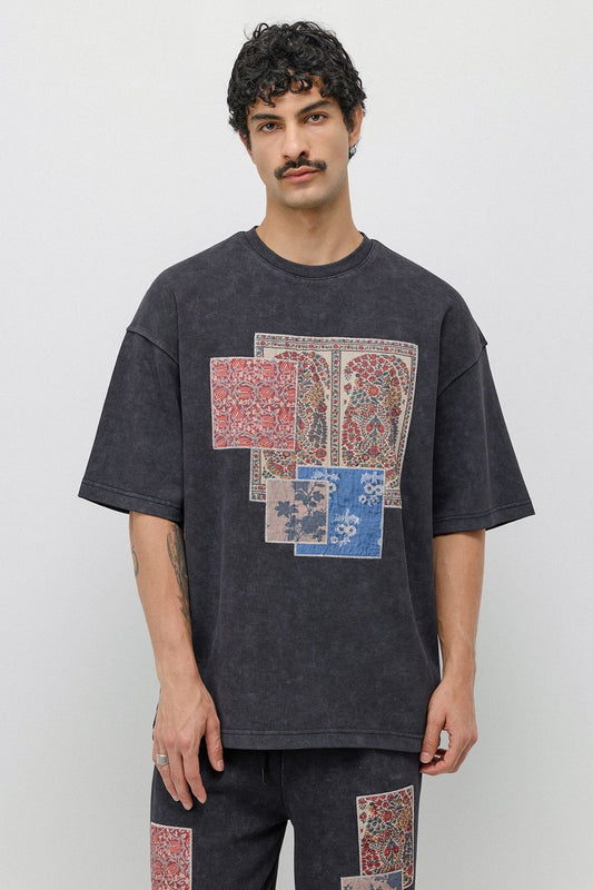 Oversize Baskılı Eşofman Takım Siyah