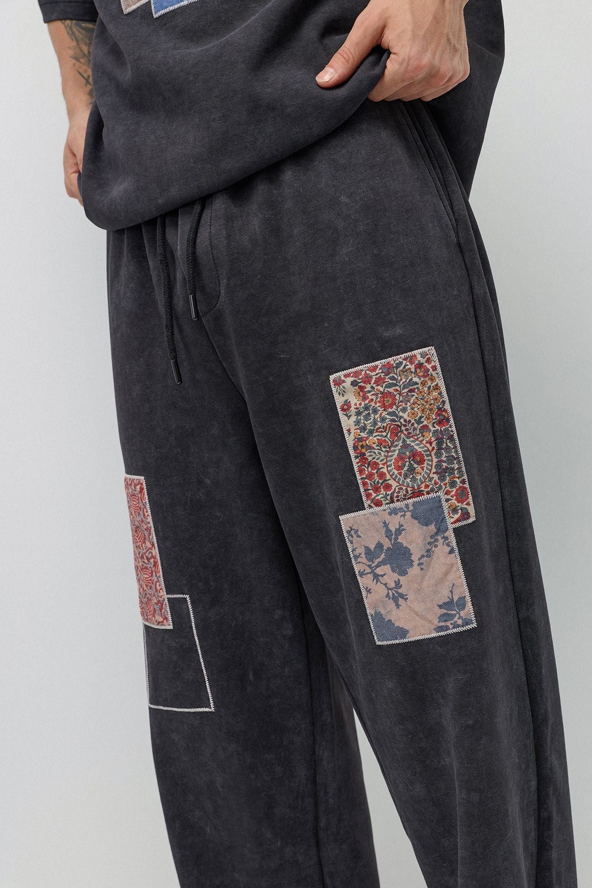 Oversize Baskılı Eşofman Takım Siyah