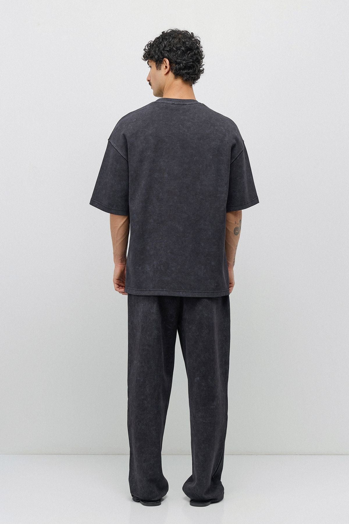 Oversize Baskılı Eşofman Takım Siyah