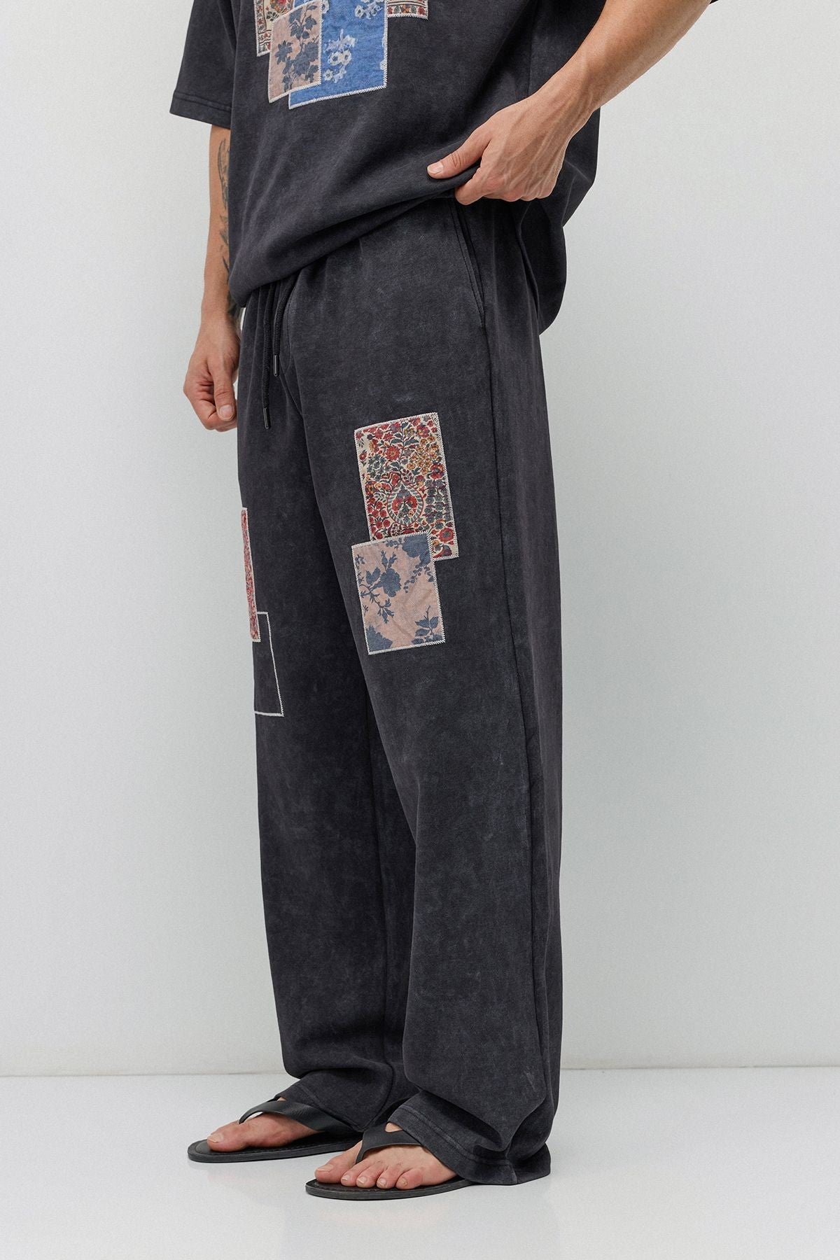 Oversize Baskılı Eşofman Takım Siyah