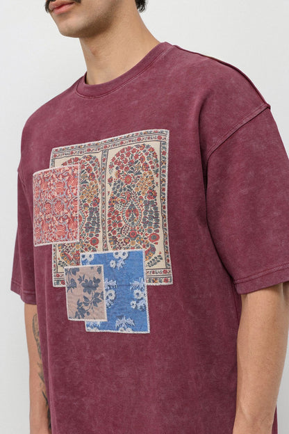 Oversize Baskılı Eşofman Takım Bordo