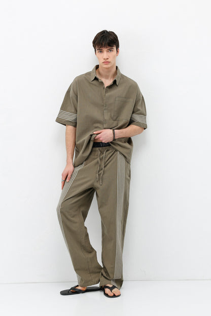 Oversize Keten Alt Üst Takım