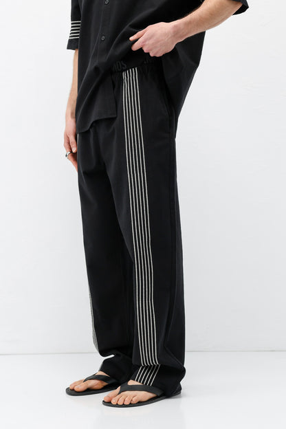 Oversize Çizgi Detaylı Keten Alt Üst Takım