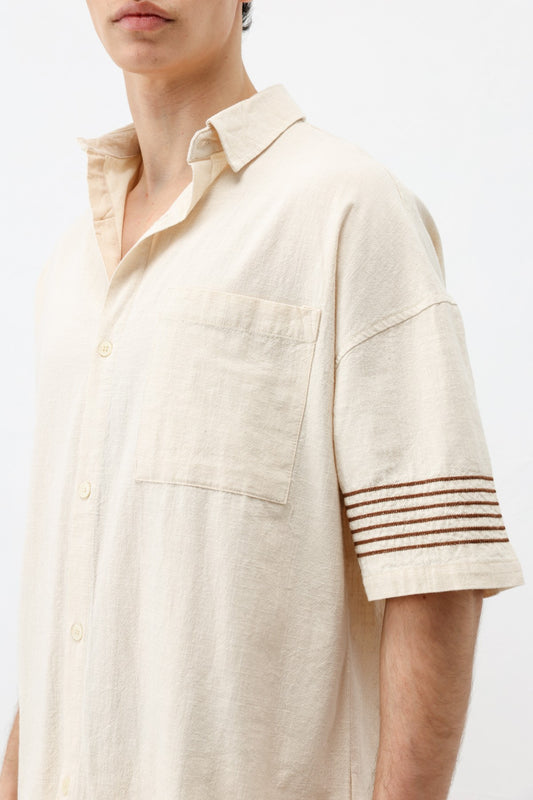 Oversize Çizgi Detaylı Keten Alt Üst Takım