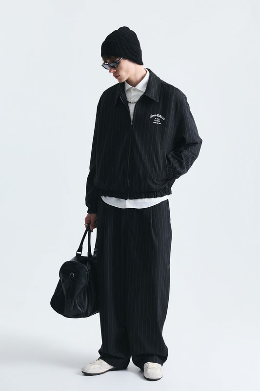 Oversize Çizgili Ceket Takım