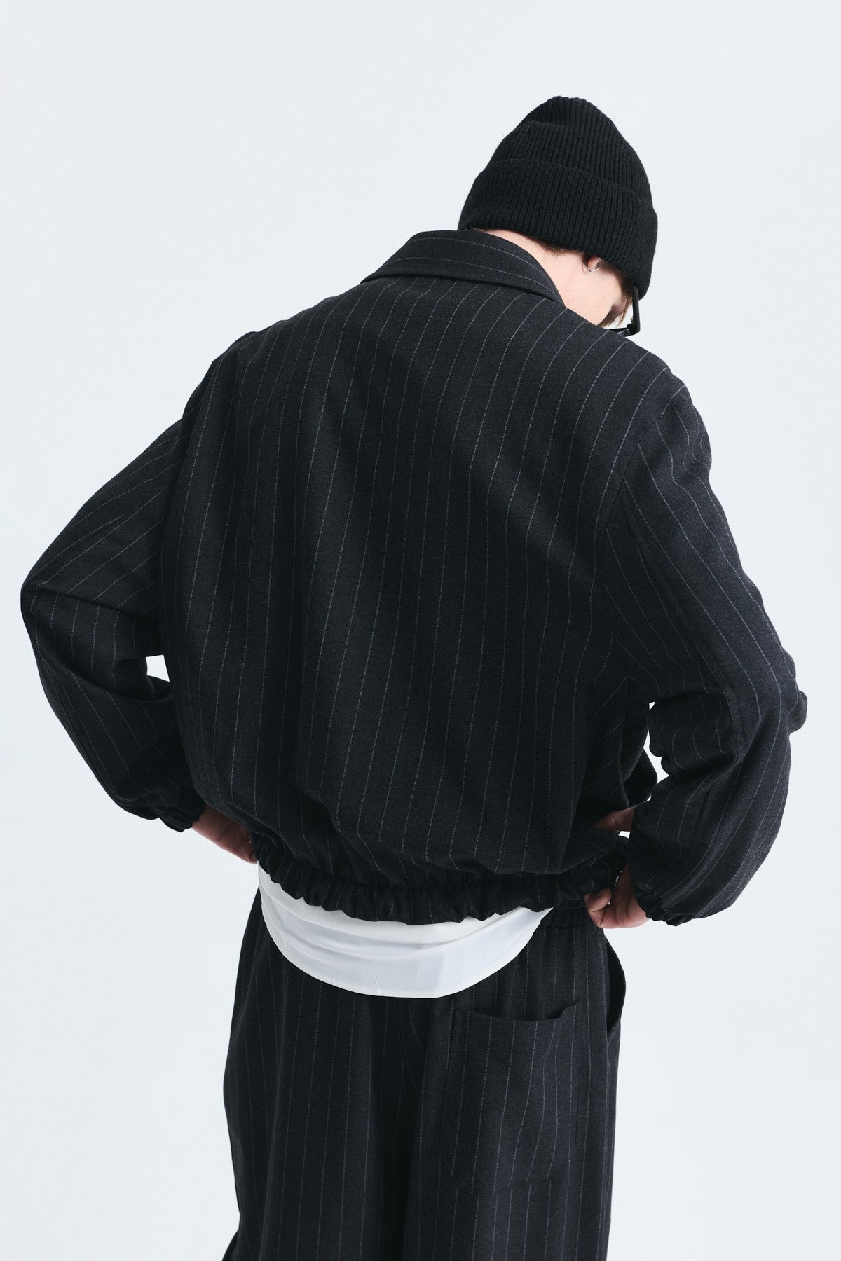 Oversize Çizgili Ceket Takım