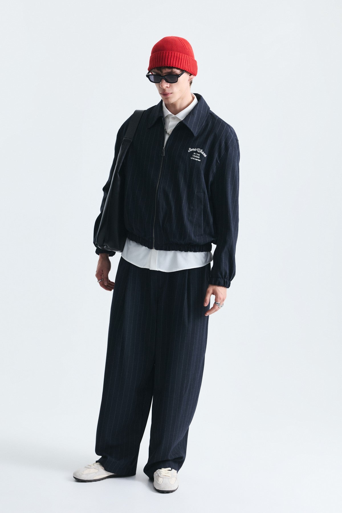 Oversize Çizgili Ceket Takım