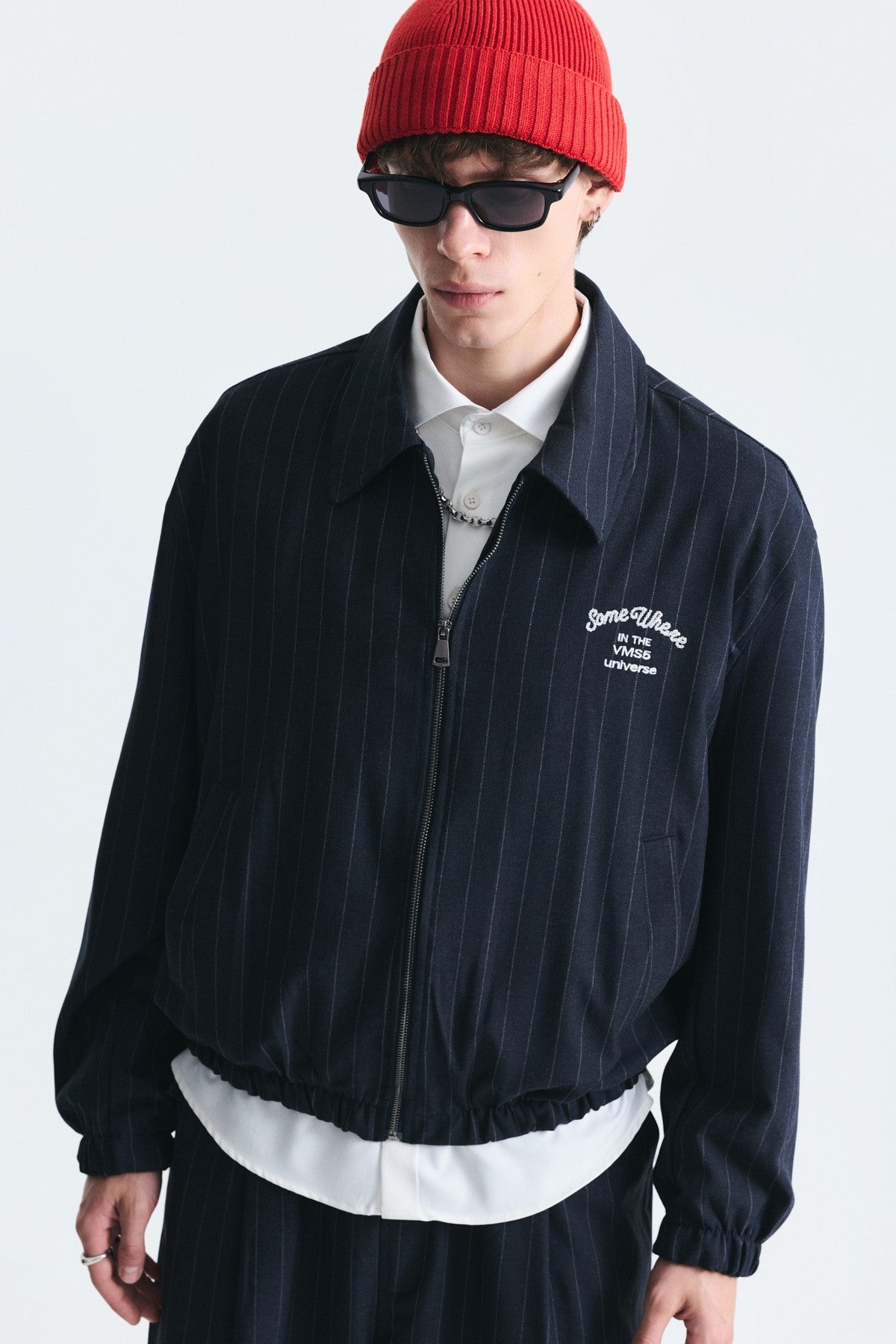 Oversize Çizgili Ceket Takım