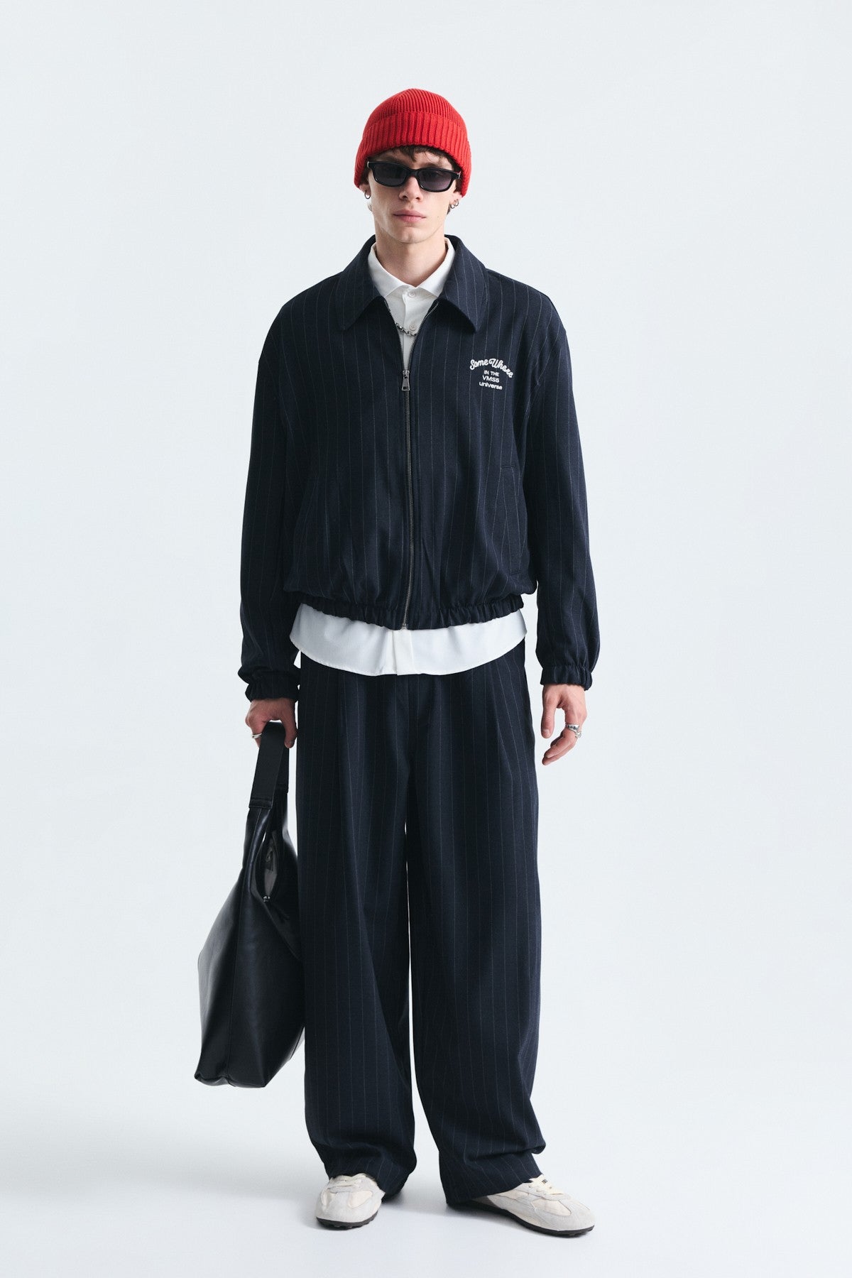 Oversize Çizgili Ceket Takım