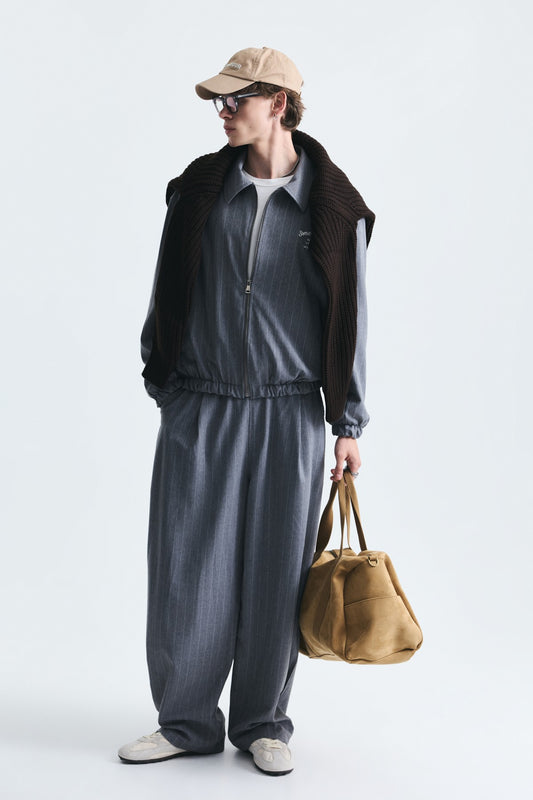 Oversize Çizgili Ceket Takım