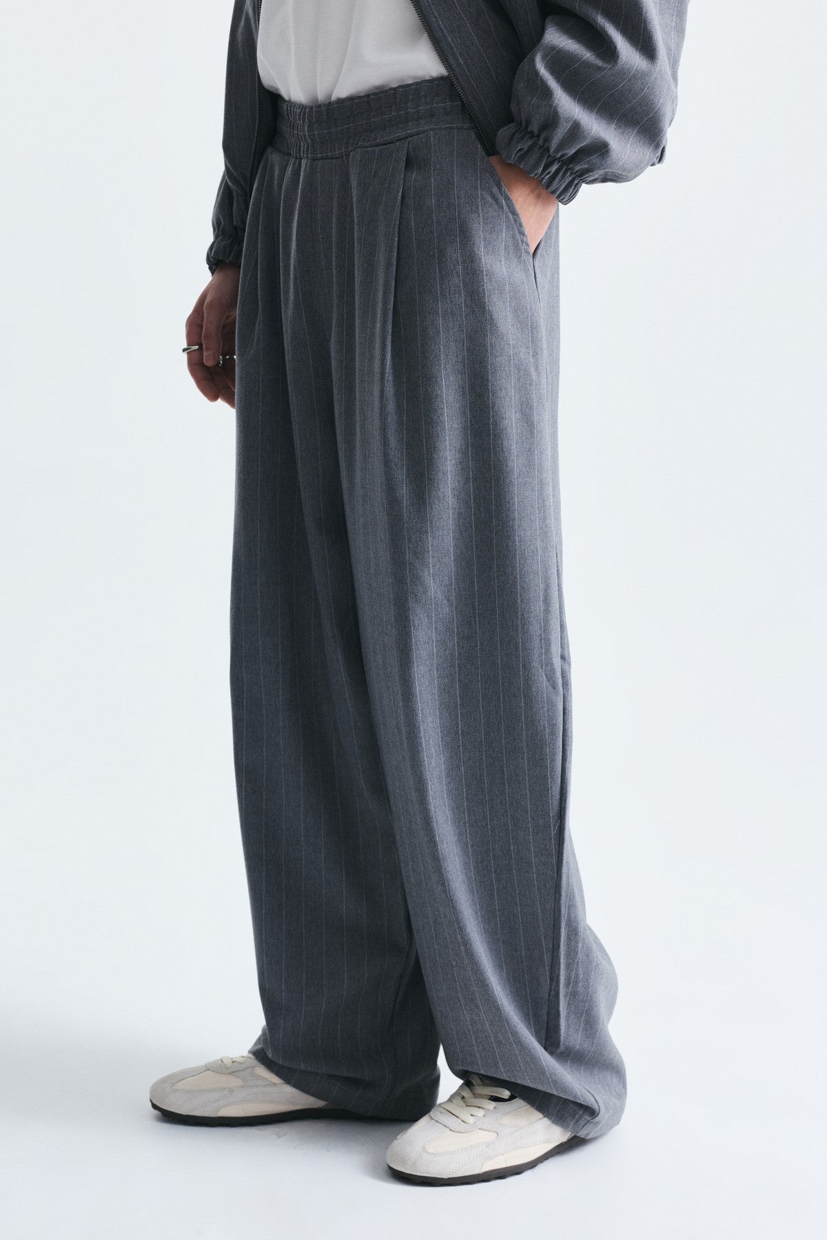 Oversize Çizgili Ceket Takım