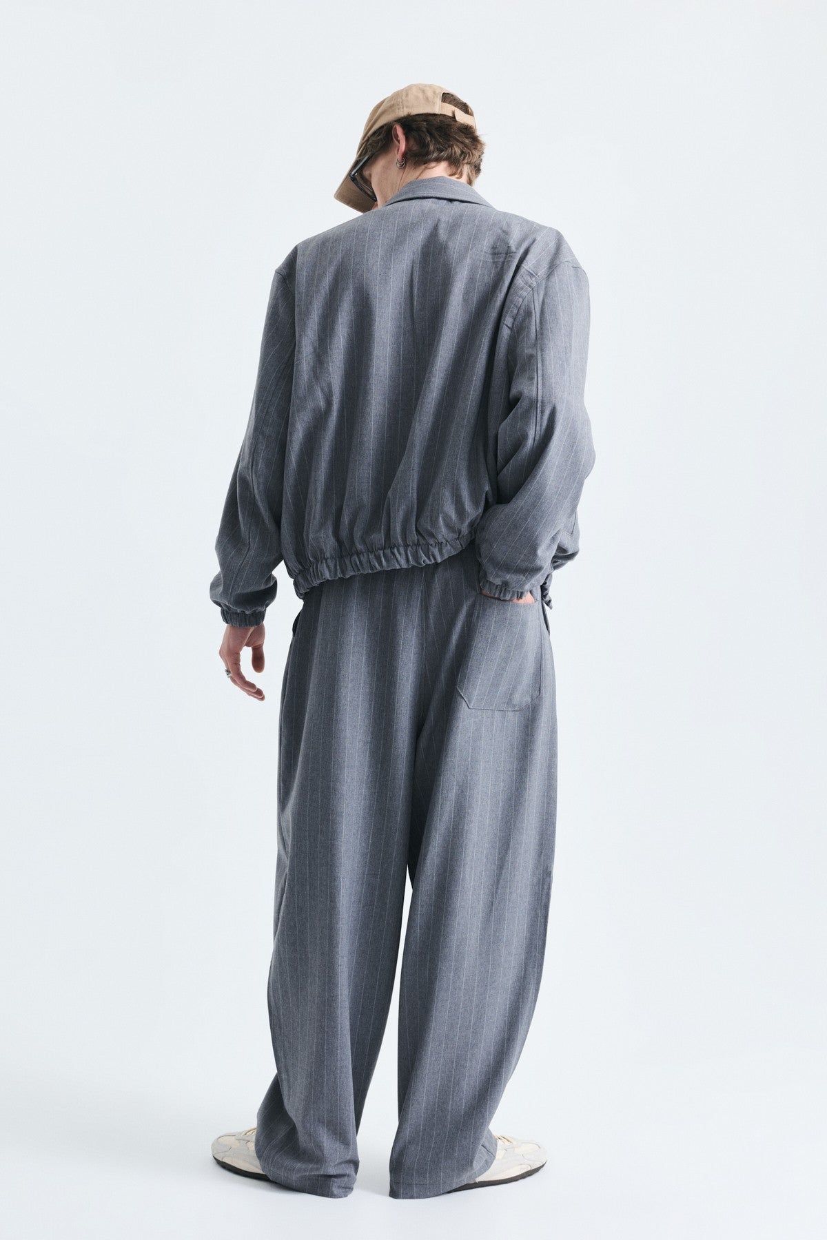 Oversize Çizgili Ceket Takım