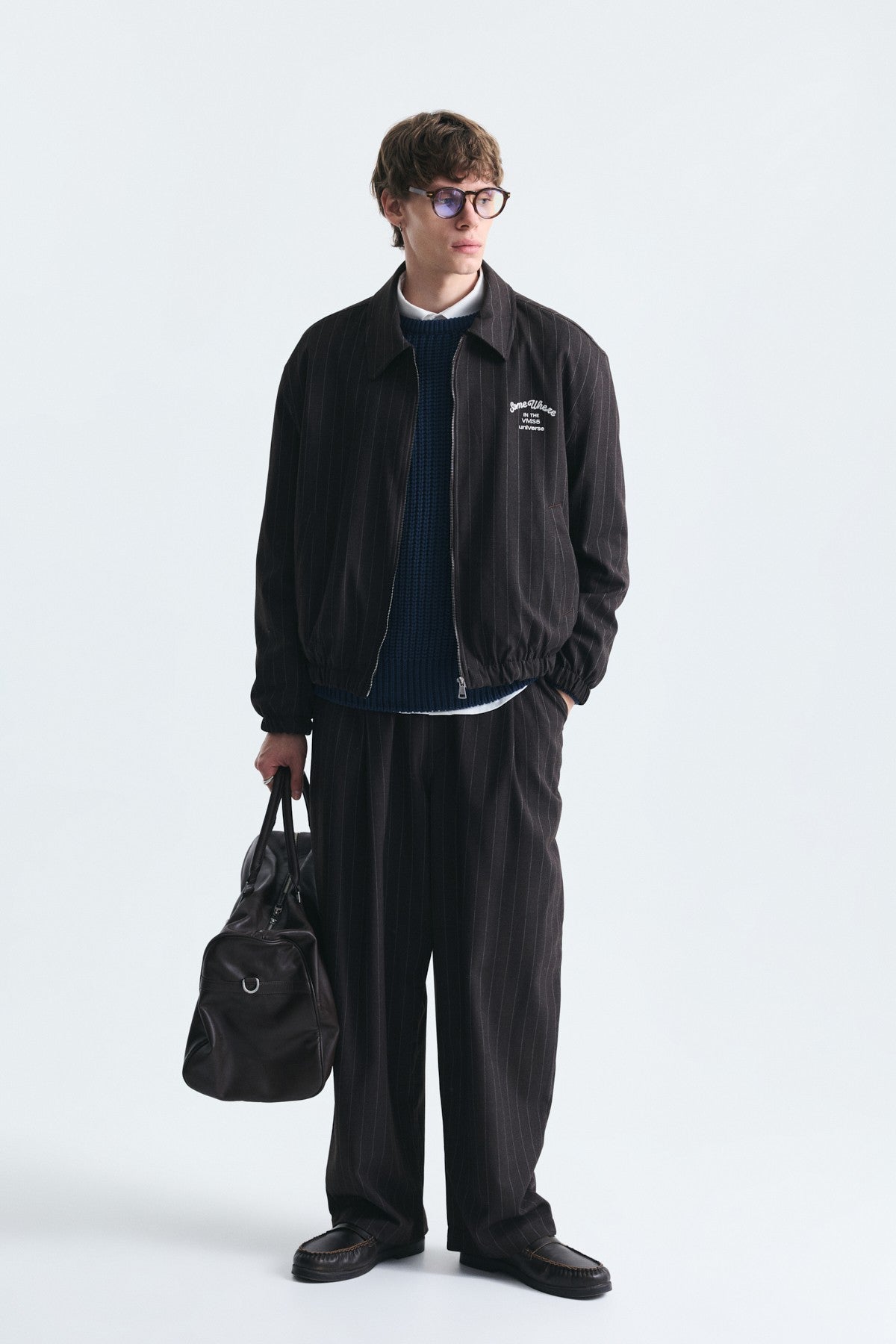 Oversize Çizgili Ceket Takım