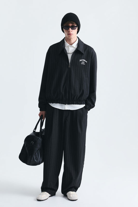 Oversize Çizgili Ceket Takım