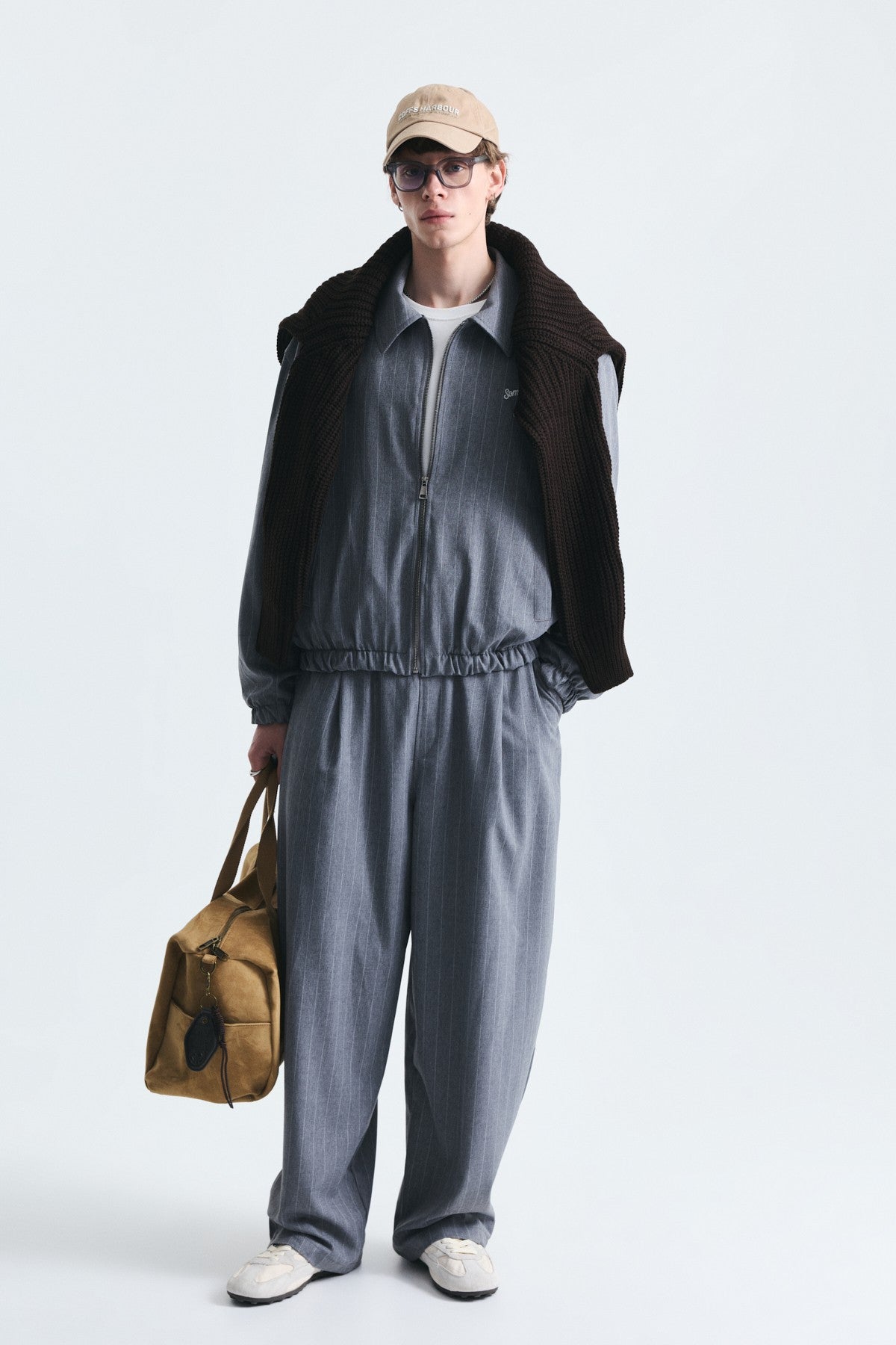 Oversize Çizgili Ceket Takım