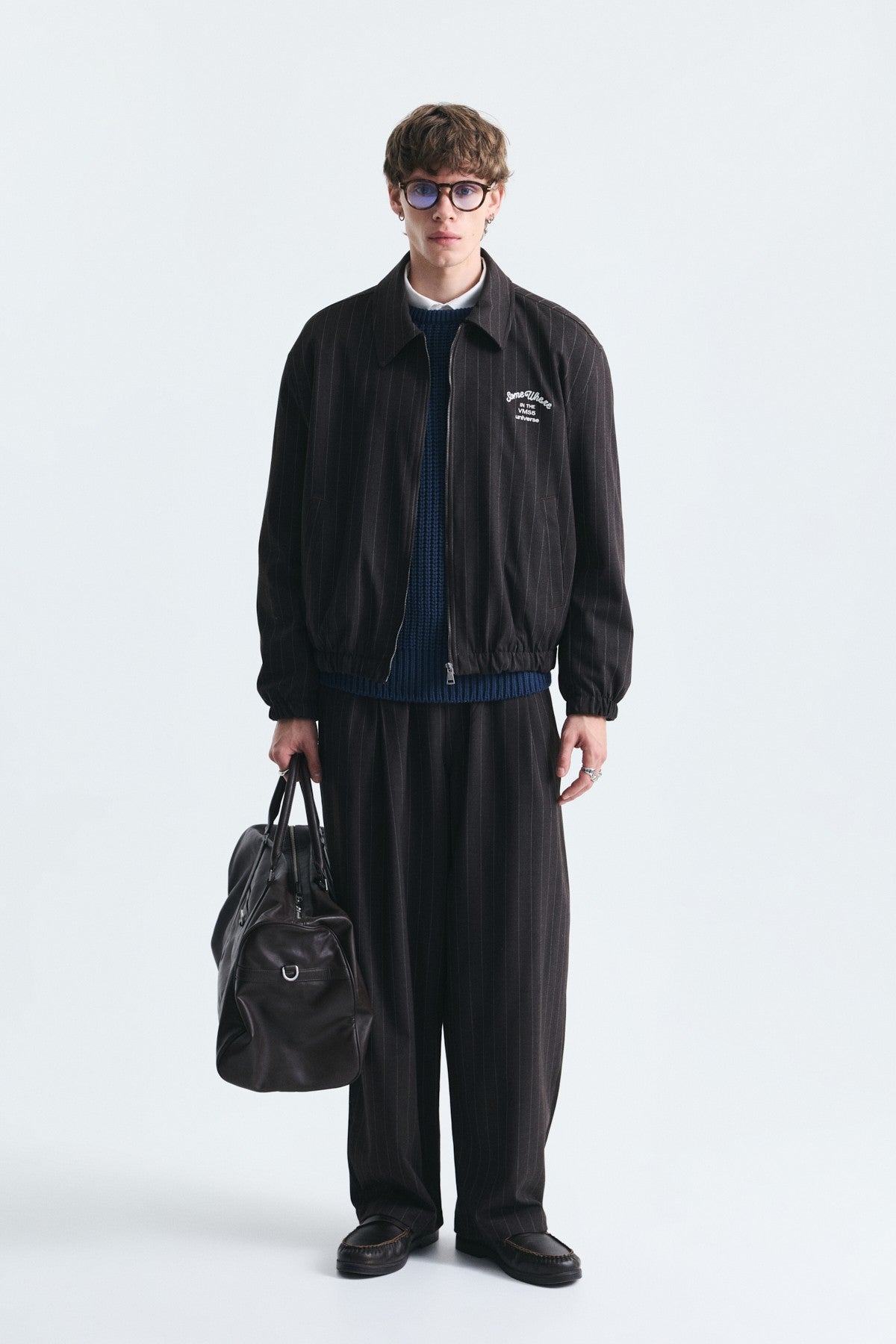 Oversize Çizgili Ceket Takım