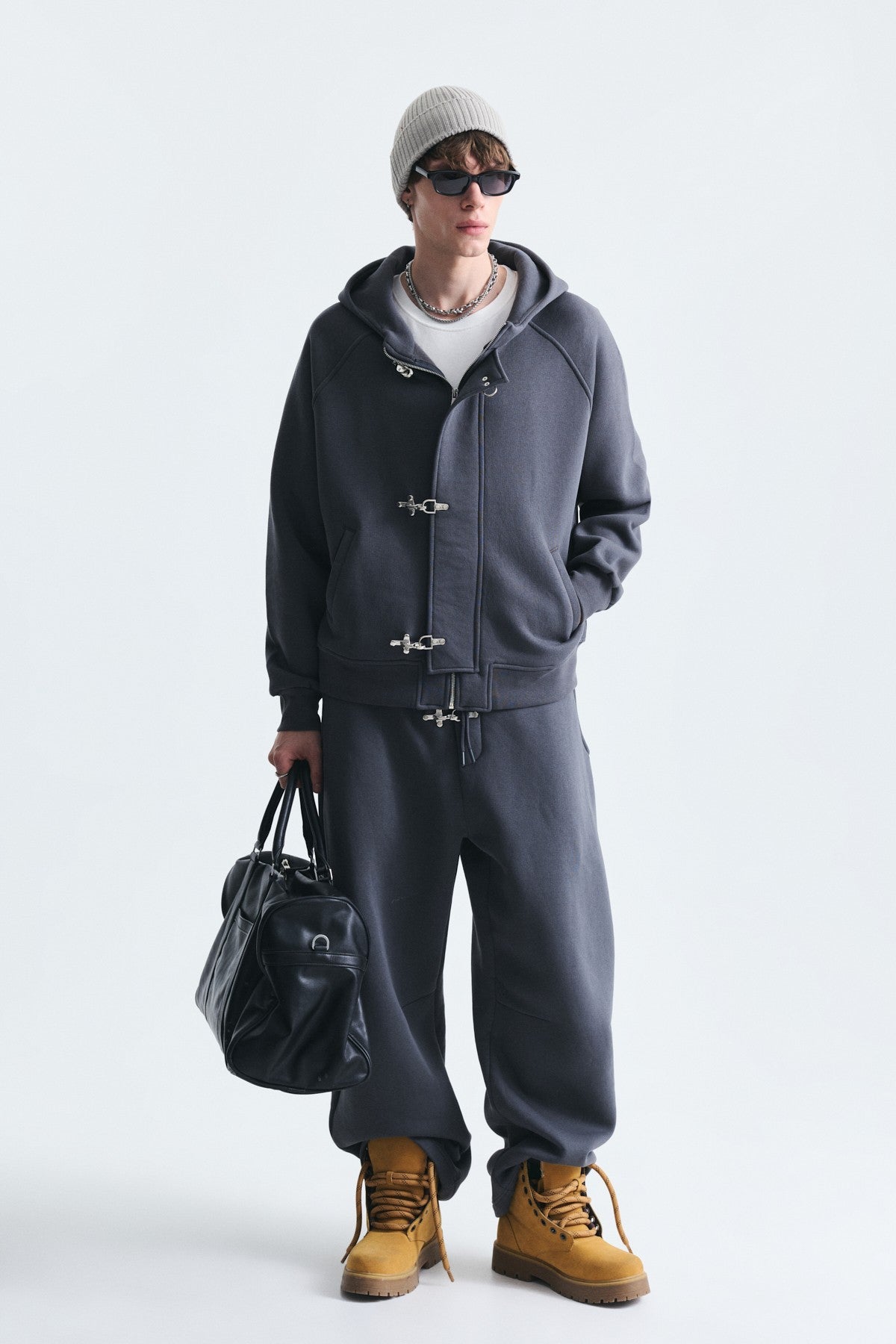 Oversize Klips Kapama Sweatshirt Takım