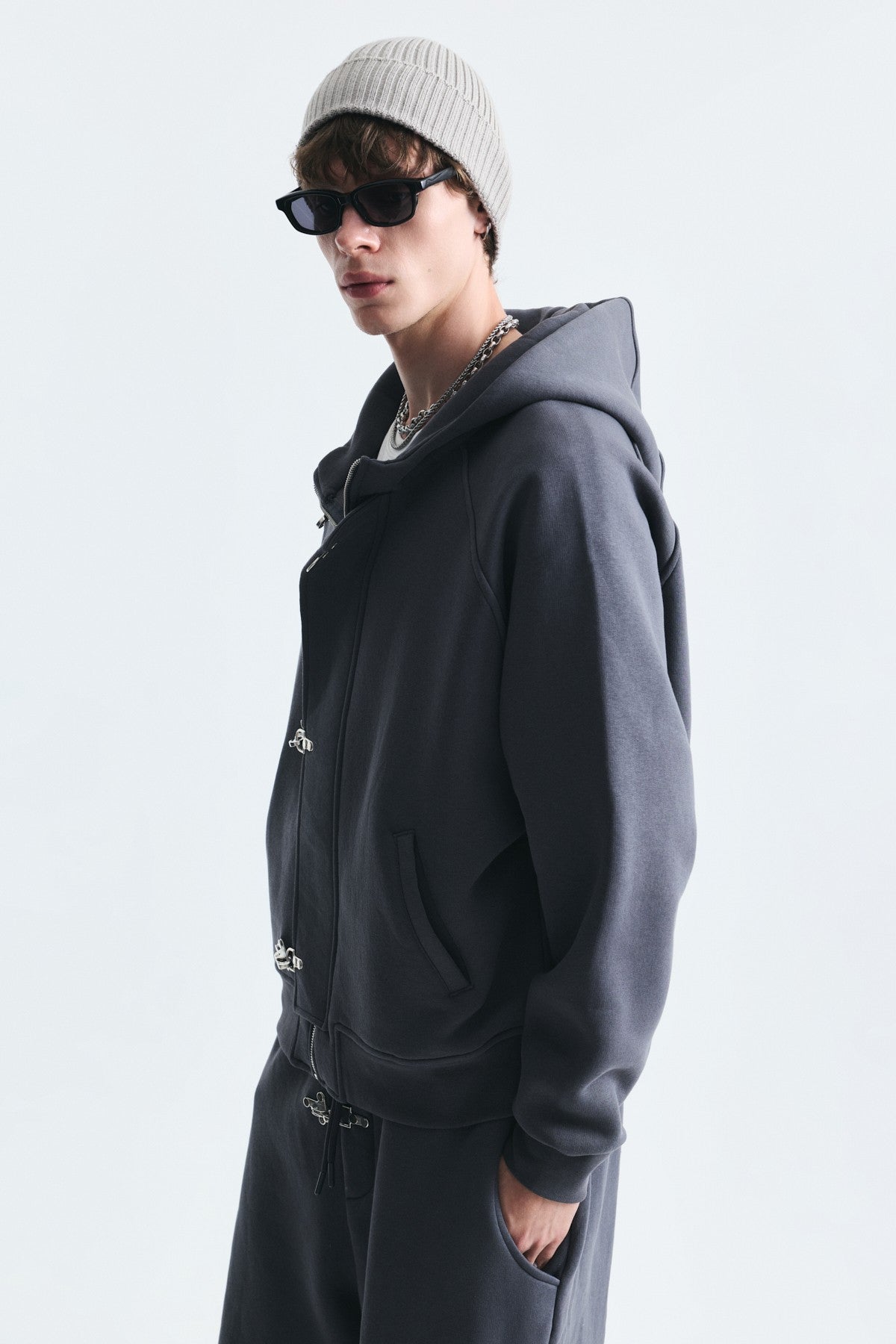 Oversize Klips Kapama Sweatshirt Takım