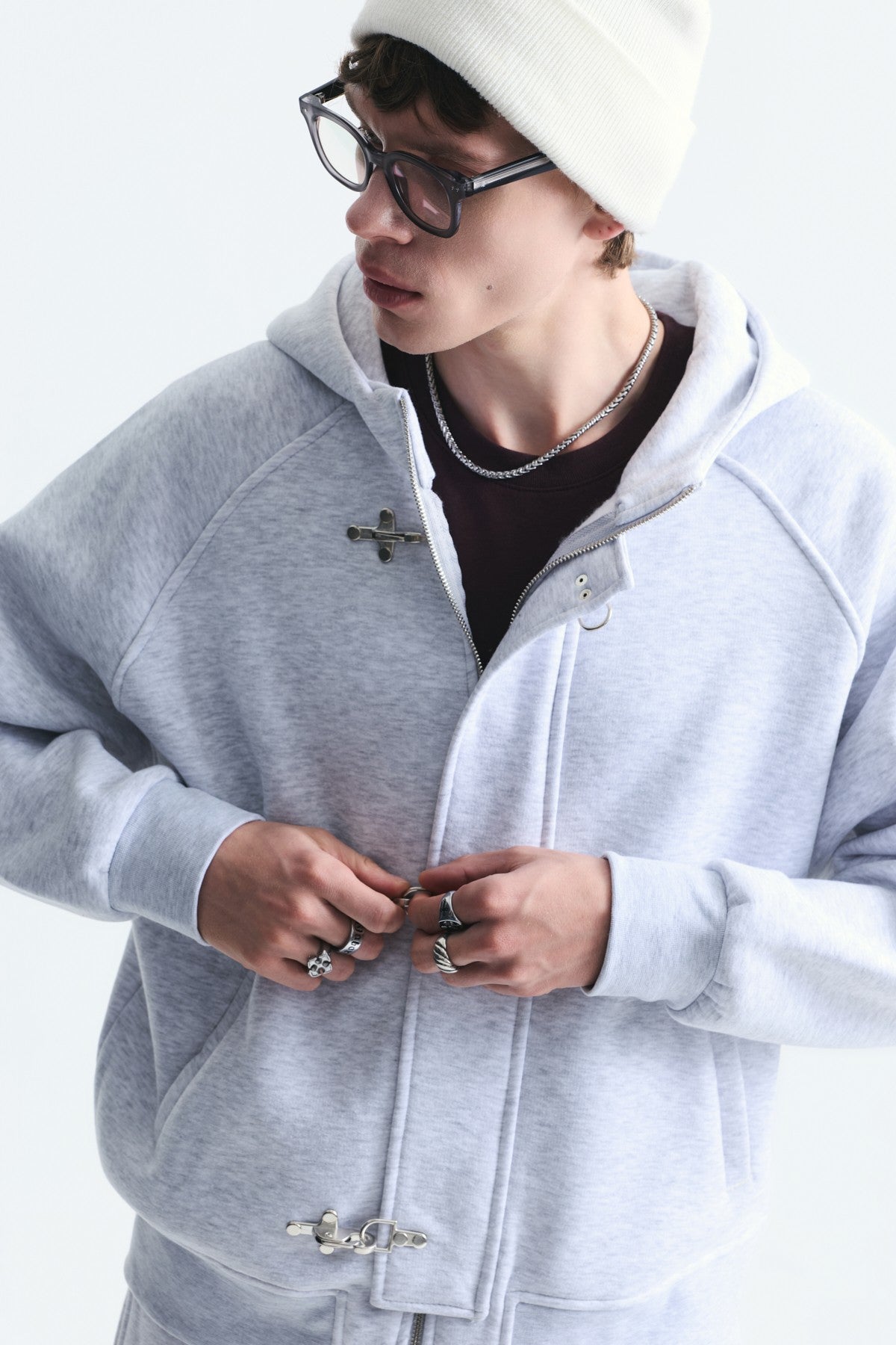 Oversize Klips Kapama Sweatshirt Takım