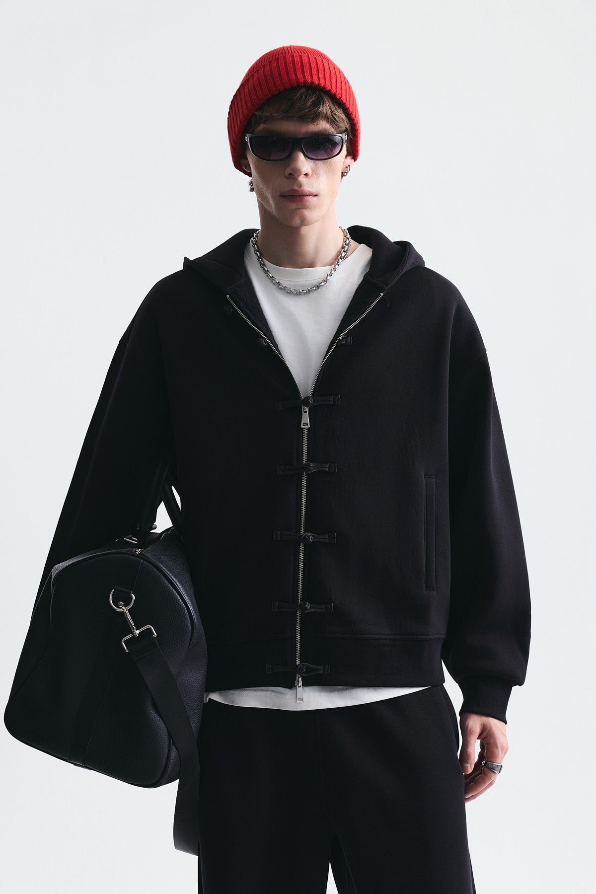 Süslü Düğme Sweatshirt ve Barrel Fit Eşofman Takım