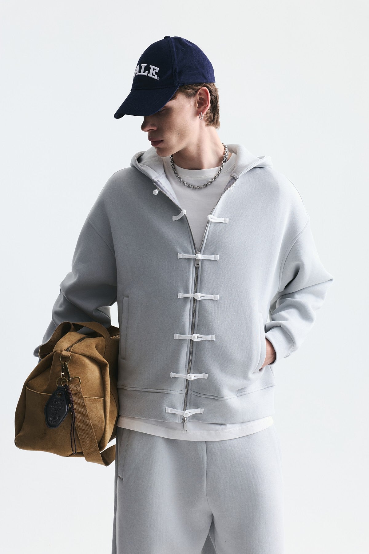 Süslü Düğme Sweatshirt ve Barrel Fit Eşofman Takım