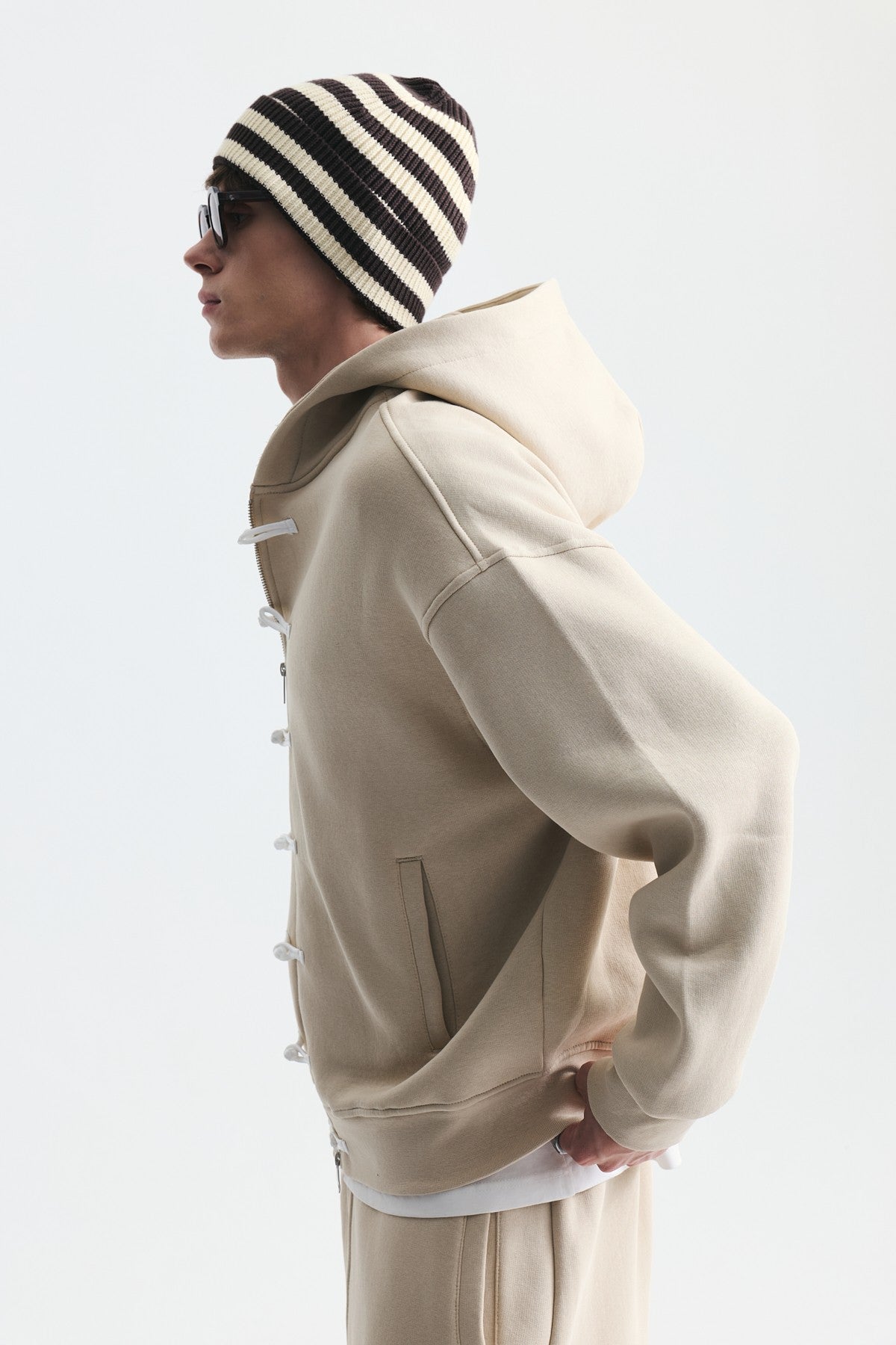 Süslü Düğme Sweatshirt ve Barrel Fit Eşofman Takım