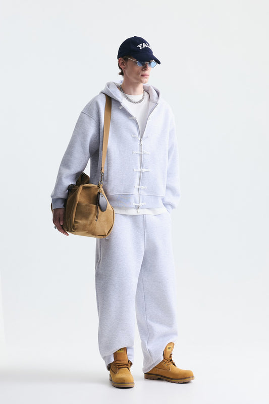 Süslü Düğme Sweatshirt ve Barrel Fit Eşofman Takım
