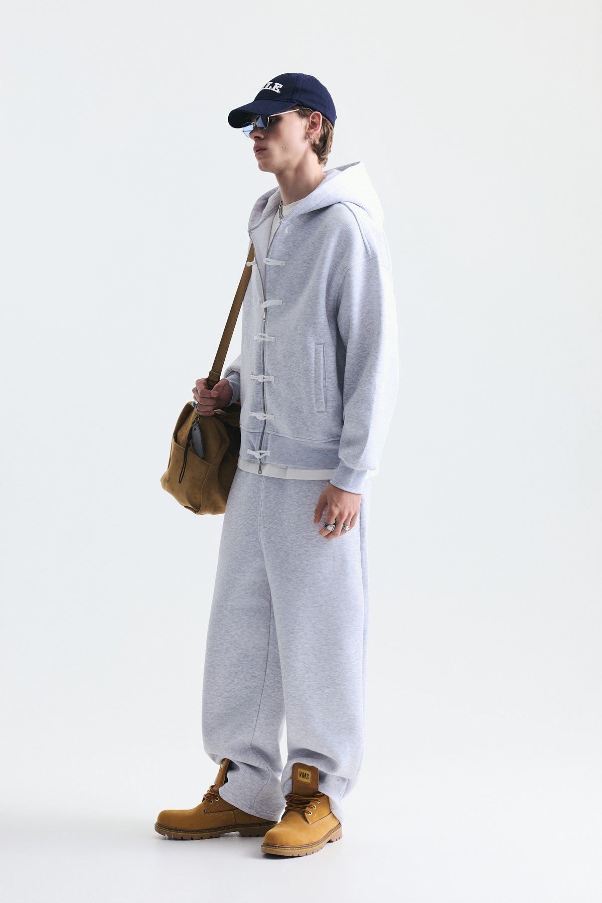 Süslü Düğme Sweatshirt ve Barrel Fit Eşofman Takım