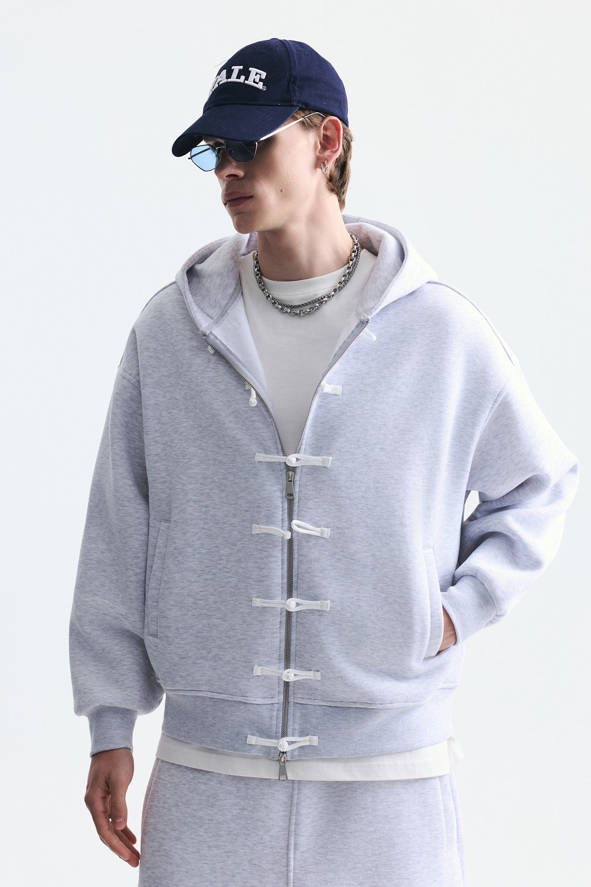 Süslü Düğme Sweatshirt ve Barrel Fit Eşofman Takım