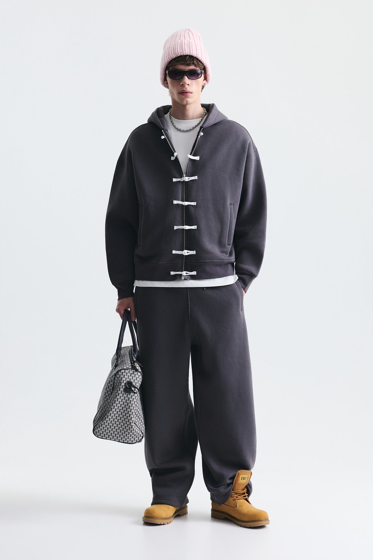 Süslü Düğme Sweatshirt ve Barrel Fit Eşofman Takım