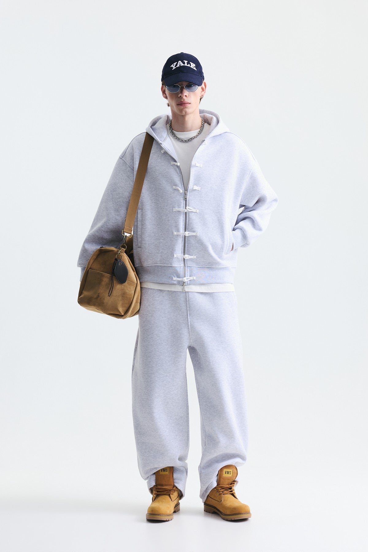 Süslü Düğme Sweatshirt ve Barrel Fit Eşofman Takım