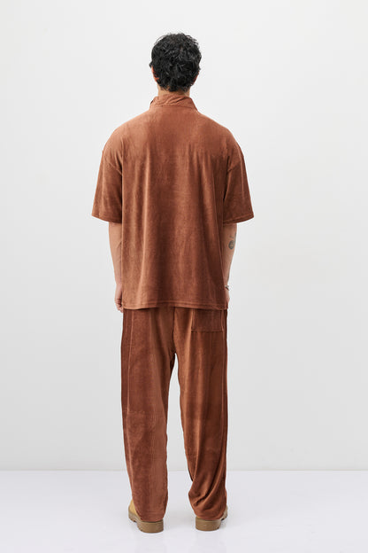 Yarım Fermuarlı Oversize Fitilli Tişört