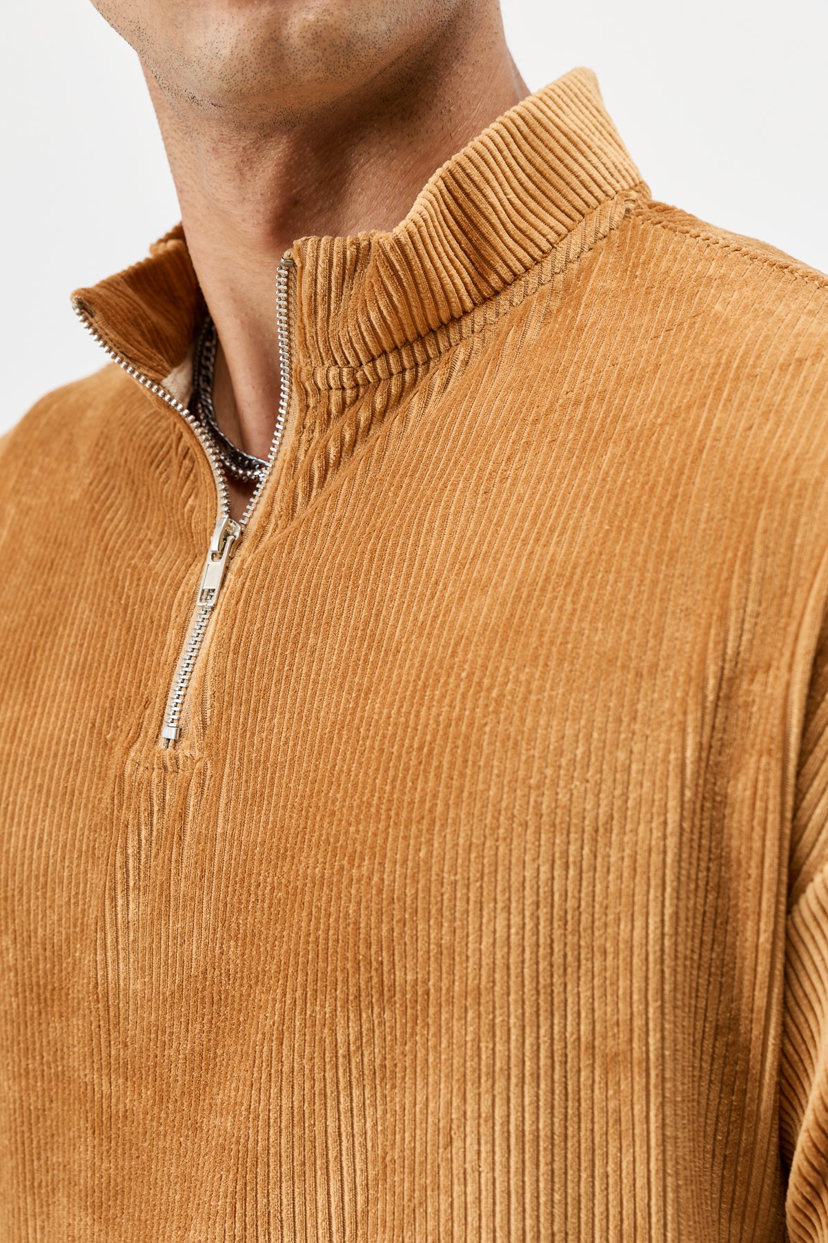Yarım Fermuarlı Oversize Fitilli Tişört