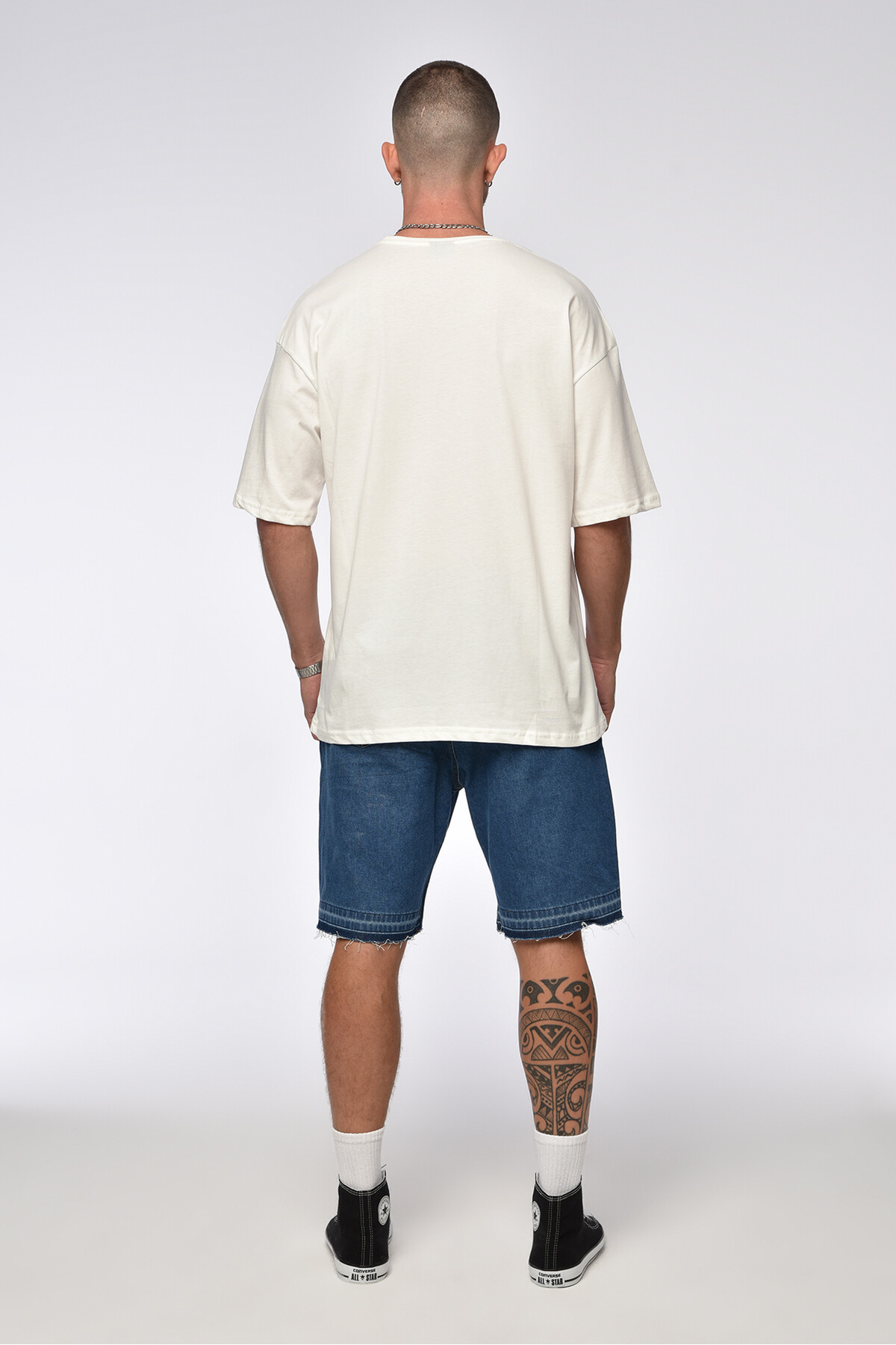 Ekru Cep Detaylı Oversize T-Shirt