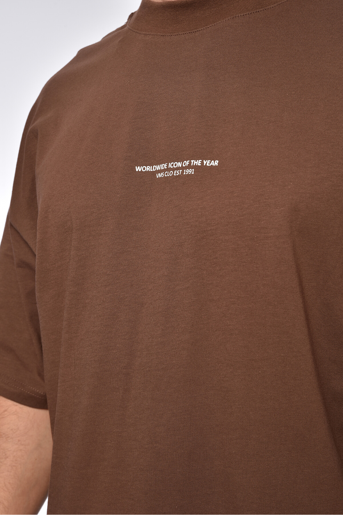 Kahve Yazı Detaylı Ovesize T-Shirt