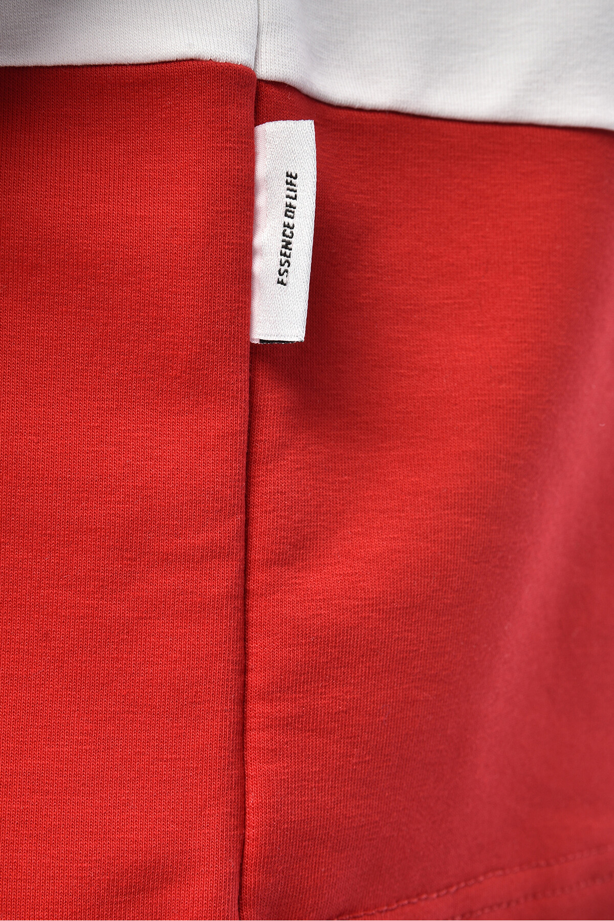Haki  Şeritli Polo Yaka Overasize T-Shirt Kırmızı