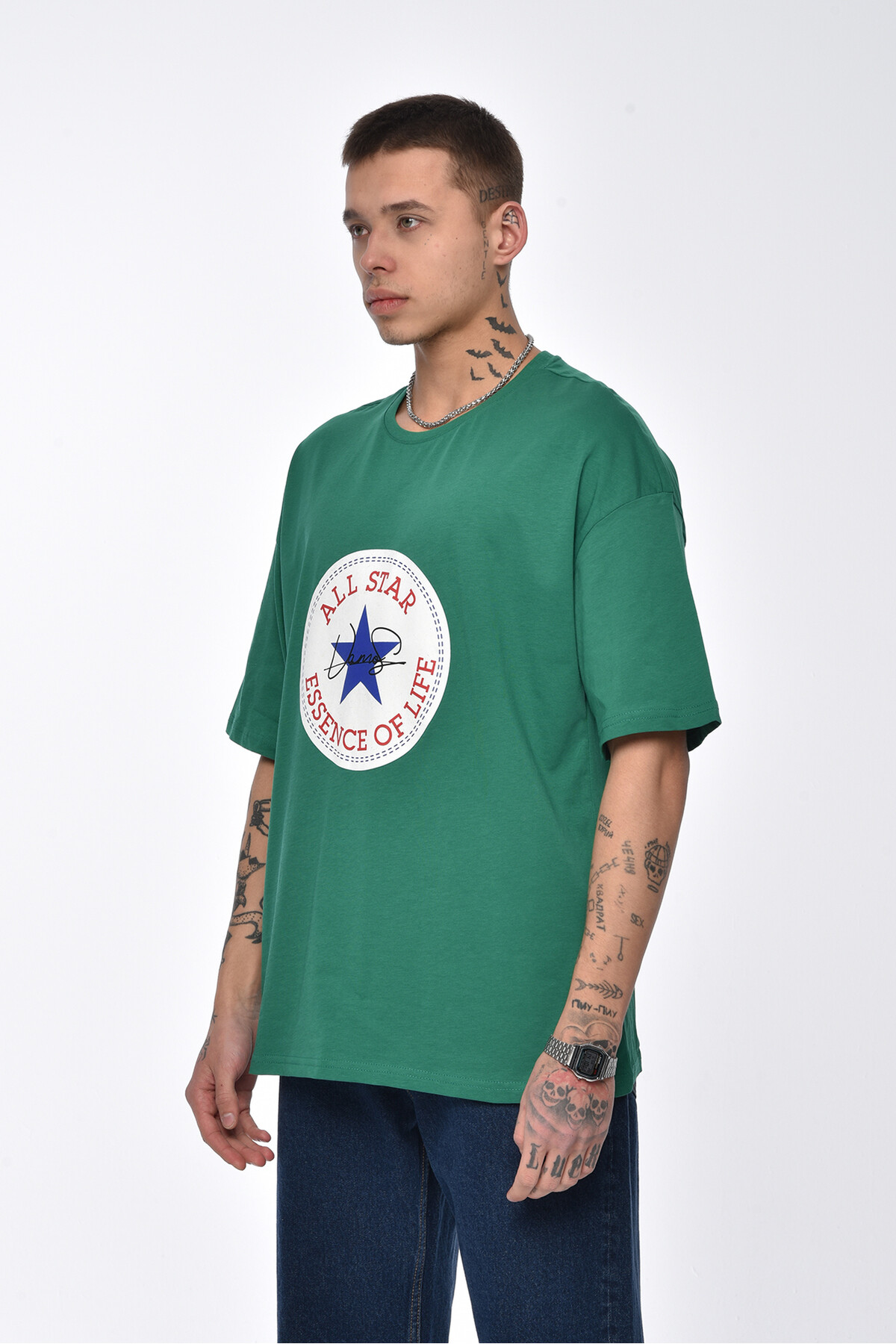Nefti All Star Baskılı Oversize T-shirt