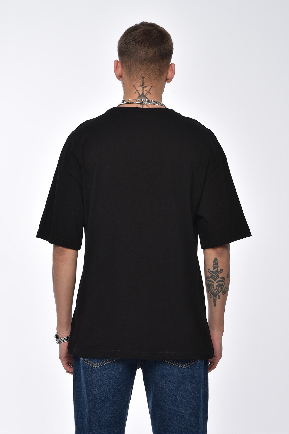 Siyah Baskılı Oversize T-Shirt