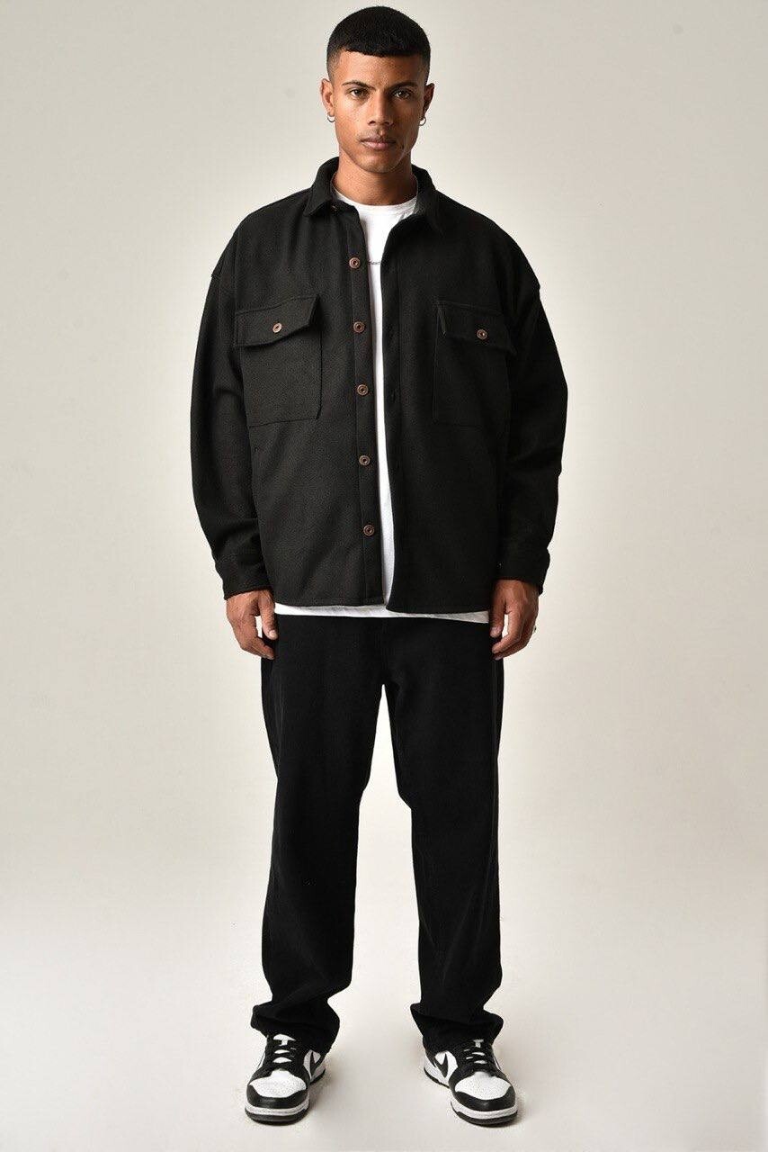 Siyah Wb Baskılı Oversize Ceket