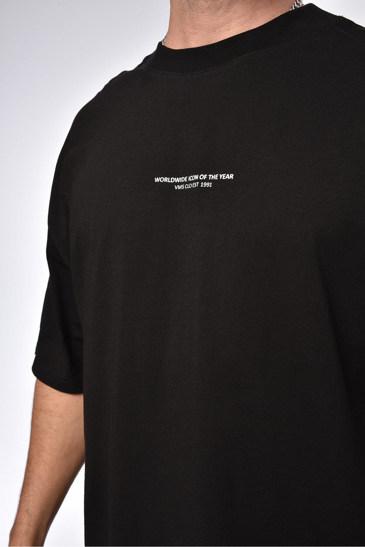 Siyah Yazı Detaylı Ovesize T-Shirt