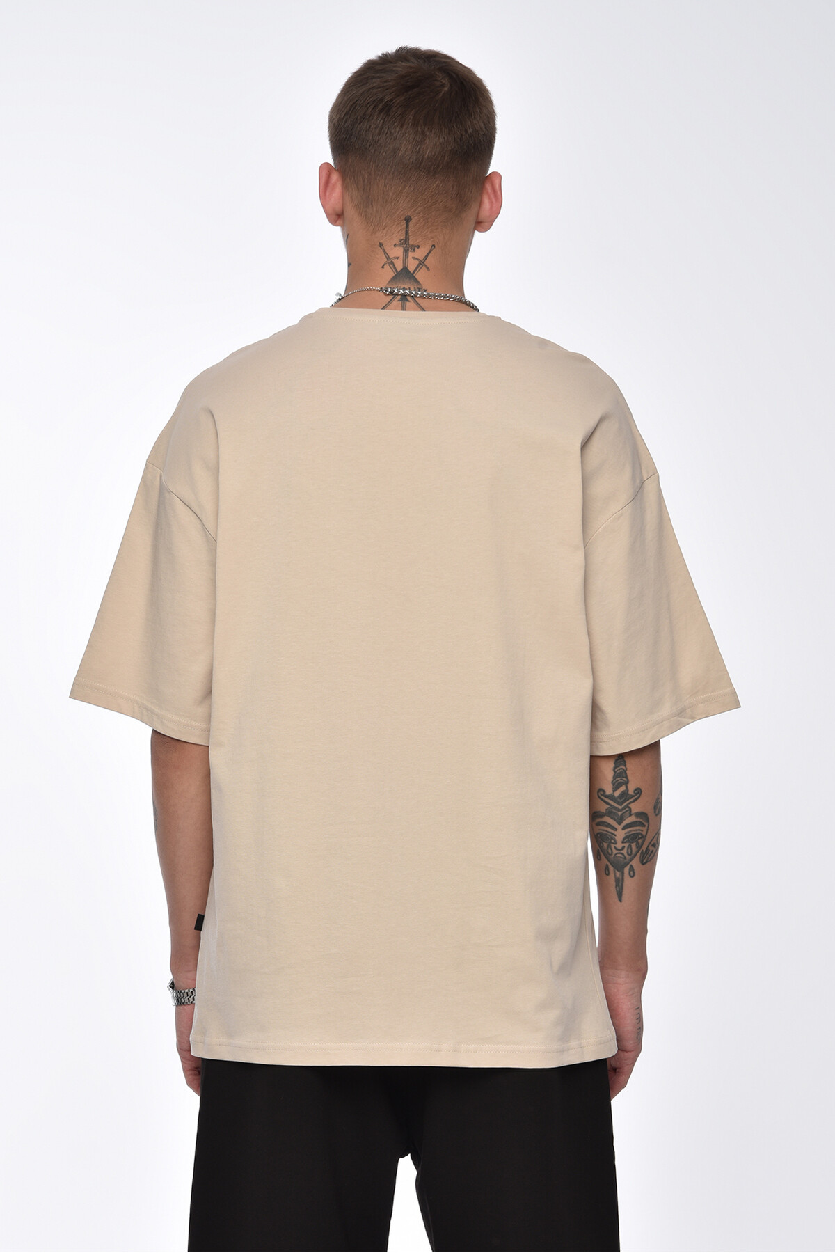 Taş Baskı Detaylı Oversize T-Shirt